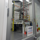 The camera’s cryostat, with the focal plane located in a vacuum in that white box at bottom.